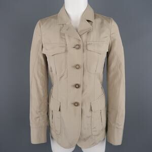 GIORGIO ARMANI Size 2 Khaki Silk Blend Safari Jacket